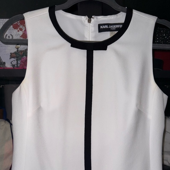 Karl Lagerfeld Paris Contrast-bow Trim Flounce Dress - Picture 5 of 9